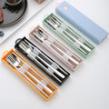 Stainless Steel 304 Portable Travel Camping Tableware Set Children Travel Utensils Chopsticks Fork Spoon Cutlery Set With Case
