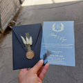 Black Luxury Elegant Acrylic Wedding Invitations Cards Envelopes With Wax Seal and Dried Flower for Quinceanera Bridal Shower
