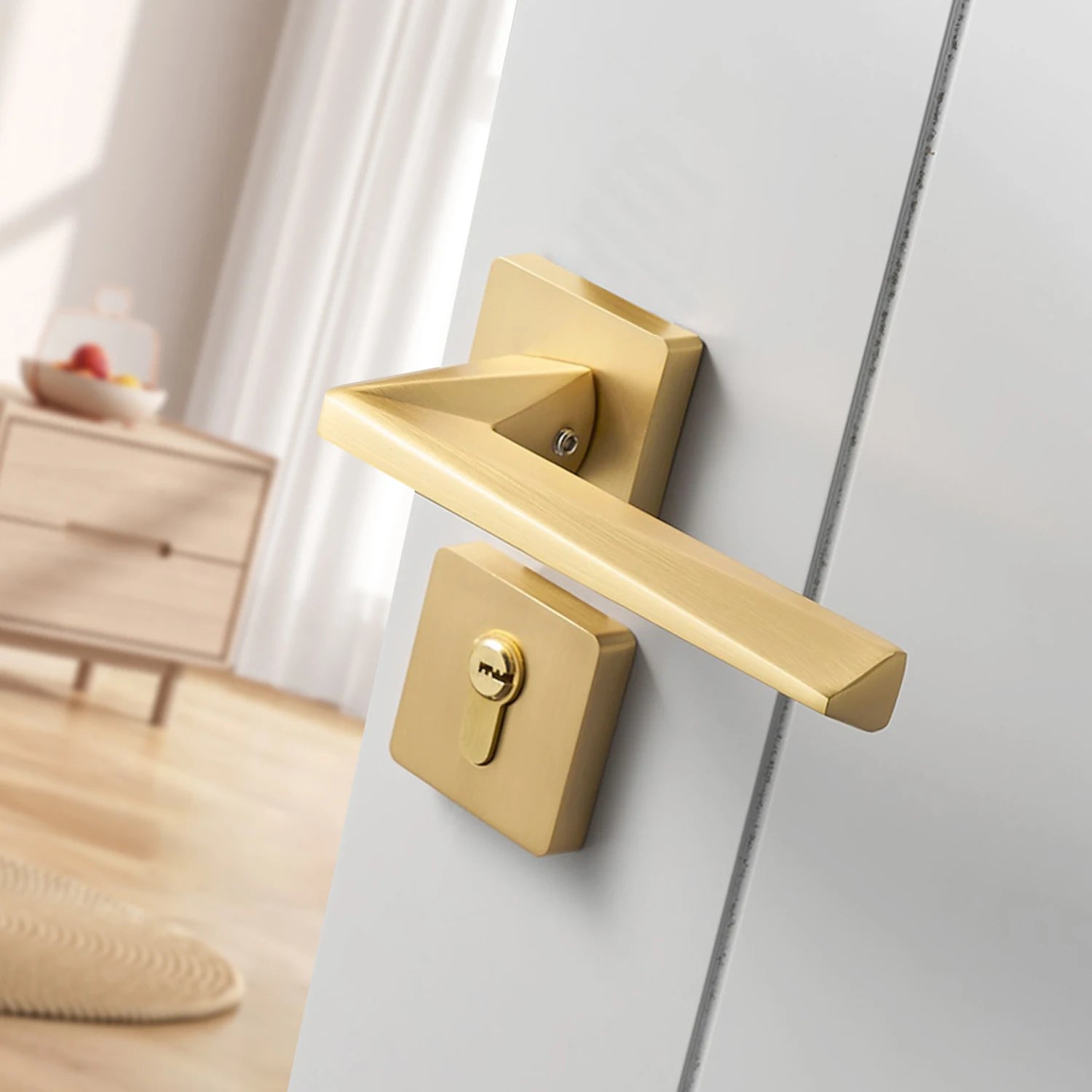 Hot Modern Gold Door Lever for Hotel Villa Apartment Bedroom Luxury Interior Door Knobs Made of Zinc Alloy