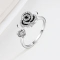 CZ Rose Rotating Fidget Worried Rings  925 Sterling Silver Rose Cubic Zircon Spinner Anxiety Rings Anillos Para La Ansiedad