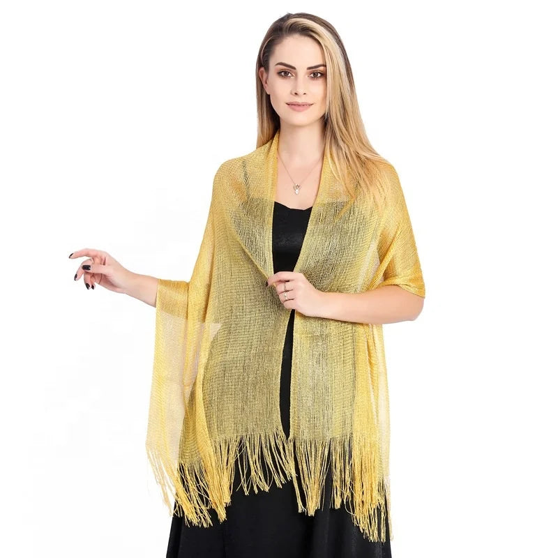 MIO Fashion Women Shawl Shimmer Scarves Wedding and Evening Party Elegant Metallic Scarf Wraps for Women Lady Girls