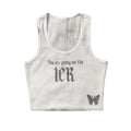 DENIMGUYS Y2K Summer Cotton Bodybuilding Gym Vest Top Ribbed Cotton Tank Top Sleeveless Rhinestone Cropped Tank Tops for Women