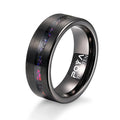 POYA Galaxy Sandstone Opal Inlay Tungsten Ring 8mm Koa Wood Flat Brushed Wedding Band for Men