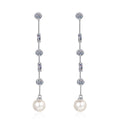 Fashion Jewelry 925 Sterling Silver Bezel Setting Geometric VVS GRA Moissanite 8MM Freshwater Pearl Tassel Stud Earrings