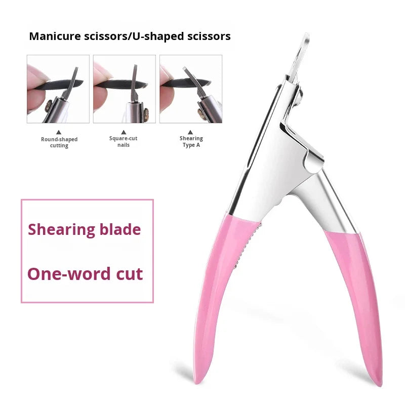 Stainless Steel U-Shaped Nail Clippers for DIY French Manicure Gel & Acrylic Nail Extension Shaping