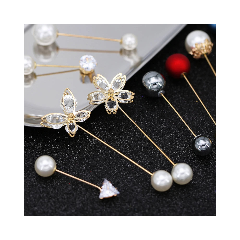 Fashion Retro Simple Popular Rhinestone Brooches Creative Diamond Pearl Brooch Collar Clothing Accessories Pins
