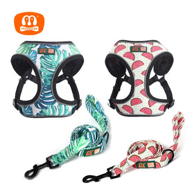 MIDEPET Custom Logo Dog Harness Set Adjustable Quilted Front Clip No Pull Low MOQ Wholesale Pet Personalized Polyester Nylon