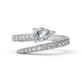 Dylam Trendy Design Tarnish Free 925 Sterling Silver Rhodium Plated Spiral Pear-Shaped 5A Cubic Zirconia Jewelry Rings for Women