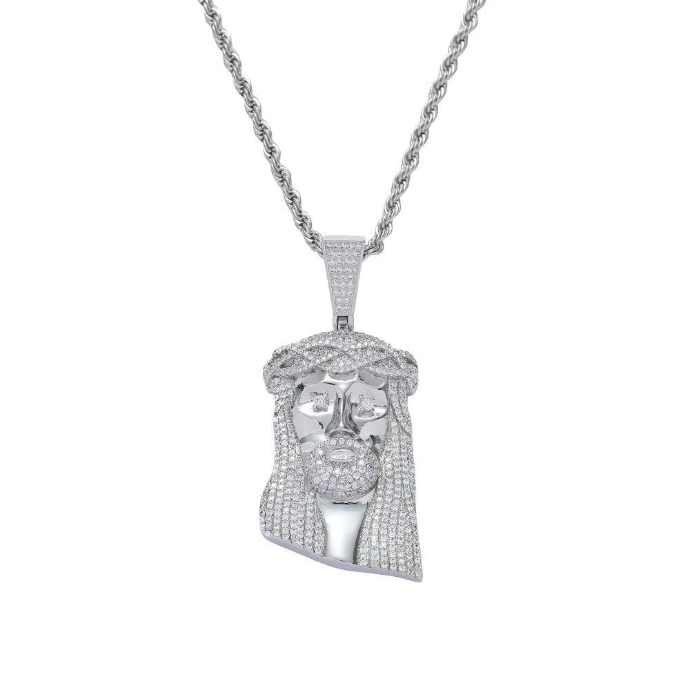 CN451 Small Size Jesus Pendants Necklace Brass Cubic Zircon Necklace Iced Out Men Gift