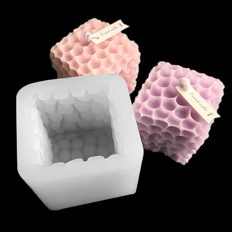Square Bee Hive Cube Aromatherapy Candle Mold Plaster Decoration Silicone Mold Candle Making