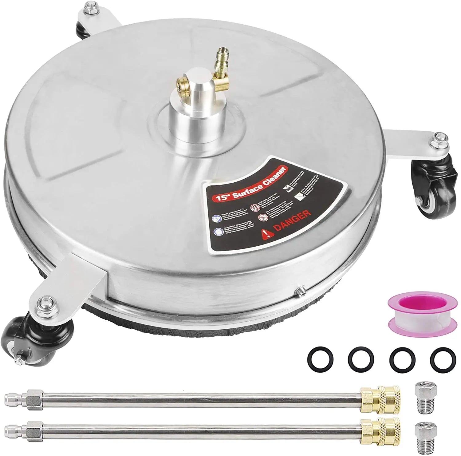 15" Pressure Washer Stainless Steel Surface Cleaner with Wheels   4000 PSI 8 GPM