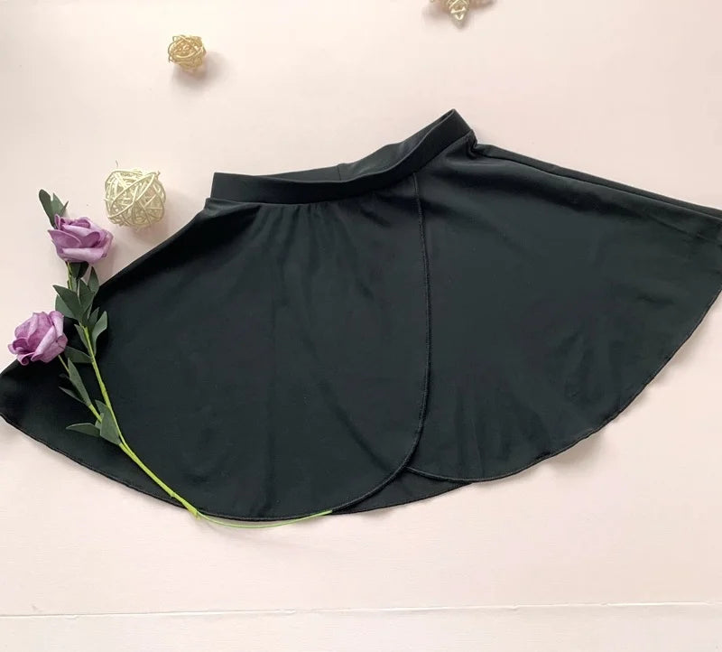 Black Chiffon Ballet Skirt Adjustable Cotton Strap Sheer Wrap Ballerina Dance Skirt Practice Performance Wear for Girls