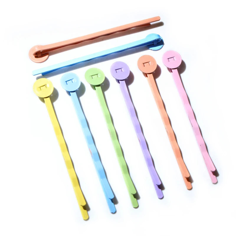 Random Mix 50pcs 8mm DIY Hairpin Blank Base Setting Hair Pins Clips Cabochon Cameo Bezel Trays DIY Jewelry Findings
