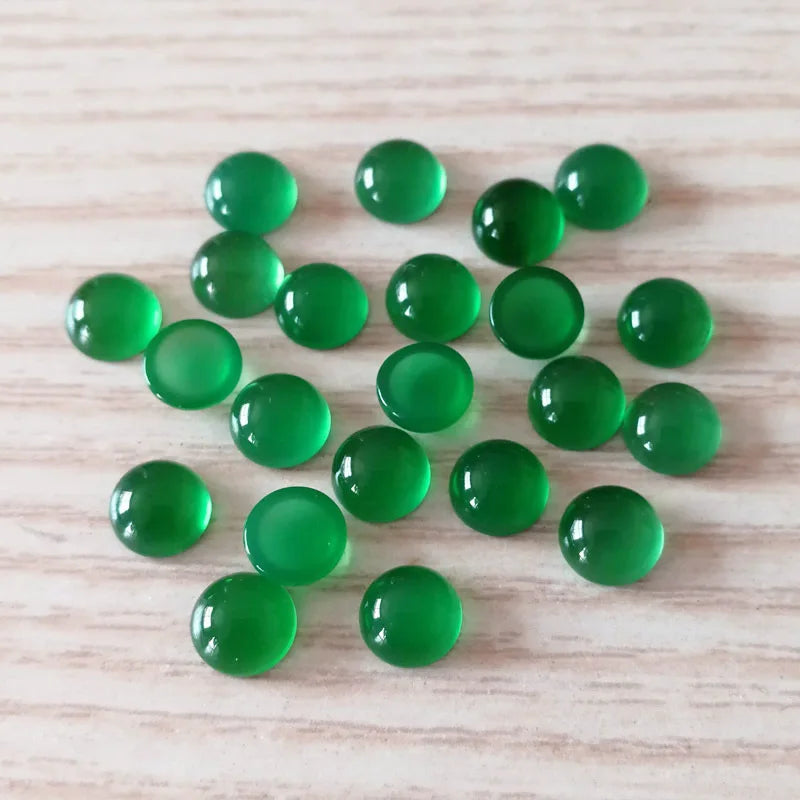 Huiying Online semi precious loose Gemstone Round 6mm Green Agate Cabochons Crystal Jewelry Crafts