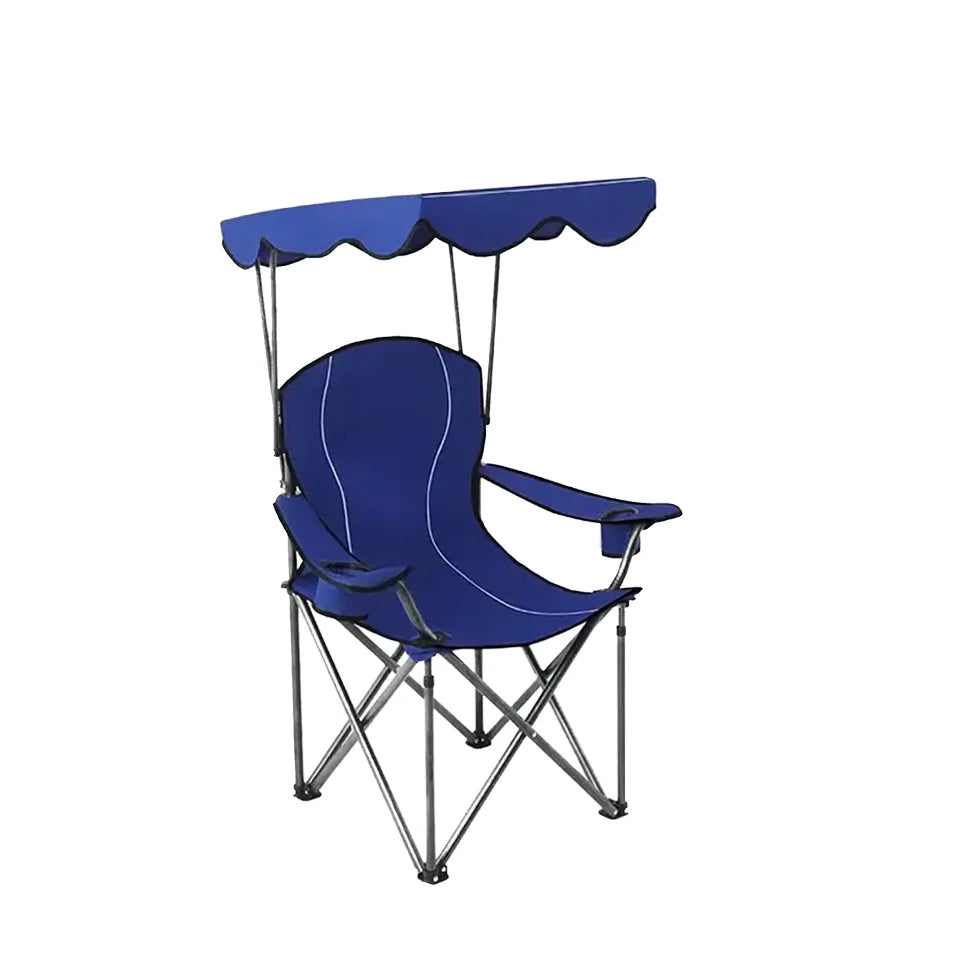 WOQI Oxford Folding Camp Chair Recliner with Canopy Shade Supports 350 LBS for Outdoor Park Travel Hiking
