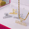 New Arrival Mini Letter Pendant Butterfly Hook Necklace Diamond Stitching Custom CZ Name Plate Pendant Women Men Jewelries