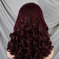 Factory 300% High Density Human Hair Loose Curly Wigs Hot Sell 99J Color 24 Inch 13x4 Full Lace Frontal Wig