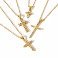 G3789 Wholesale Cross Inlaid Zircon Necklaces 18K Gold Stainless Steel Christian Jesus Cross Pendant Necklace