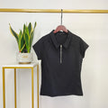 White Lapel Half Zipper Women Base Layers Equestrian Clothing Short Sleeves Shirt Horse Riding Show Shirt Tops