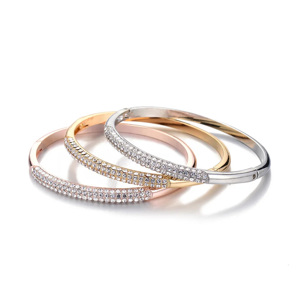 Brazalete Handmade Custom Gold Plated Fashion Jewelry Bracelet Luxury Diamond Crystal Women Girls Bracelet Bangles
