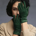 Elegance Fleece Lining Lace Trim Winter Warm Touchscreen Fashion Women Gloves for Ladies