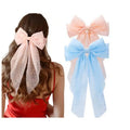 Valentine's Day Factory Hair Accessories for Women Chiffon Ribbon Giant Hair Bows French Style Double Layer Big Bow Clips Alloy