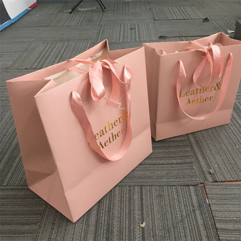 Factory Direct Sale Simple Fashion Hand-held Exquisite Hand Business Ribbon Gift Paper Bag with Bow