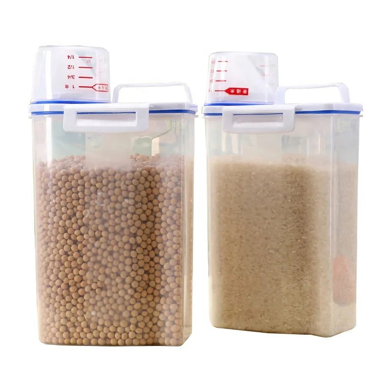 Plastic Clear PP 3-6L Heatable Rectangle Injection-Molded Rice & Cereal Storage Dispenser with Modern Design for Kitchen Use