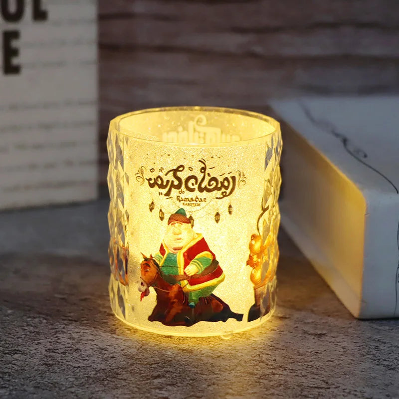 LED Electronic Transparent Candle Lamp Holder Creative Candle Holder Ramadan Candle Dinner Atmosphere Decoration Ornaments