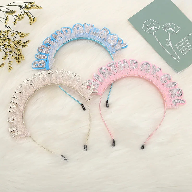 Pafu Wholesale Cute Kids Birthday Party Hair Accessories Headbands Happy Birthday Children's Hair Accessories