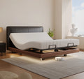 Luxurious Modern Smart Electric Double Bed Frame Motorized Reclining Adjustable Backrest Soft Leather Upholstery Assembled