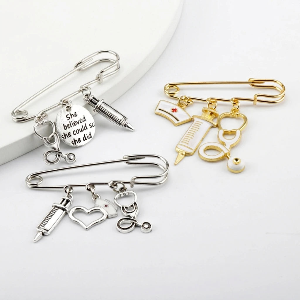 Jachon New Stethoscope Brooch Pins Nurse Week Gifts Enamel Lapel Pin Decoration Brooch for Medical Doctor Graduation Presents