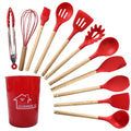 Kitchen Accessories Sustainable Durable Food Grade Silicone Cooking Tool Sets Over 10 Pieces 500g/set with White Box Custom Logo