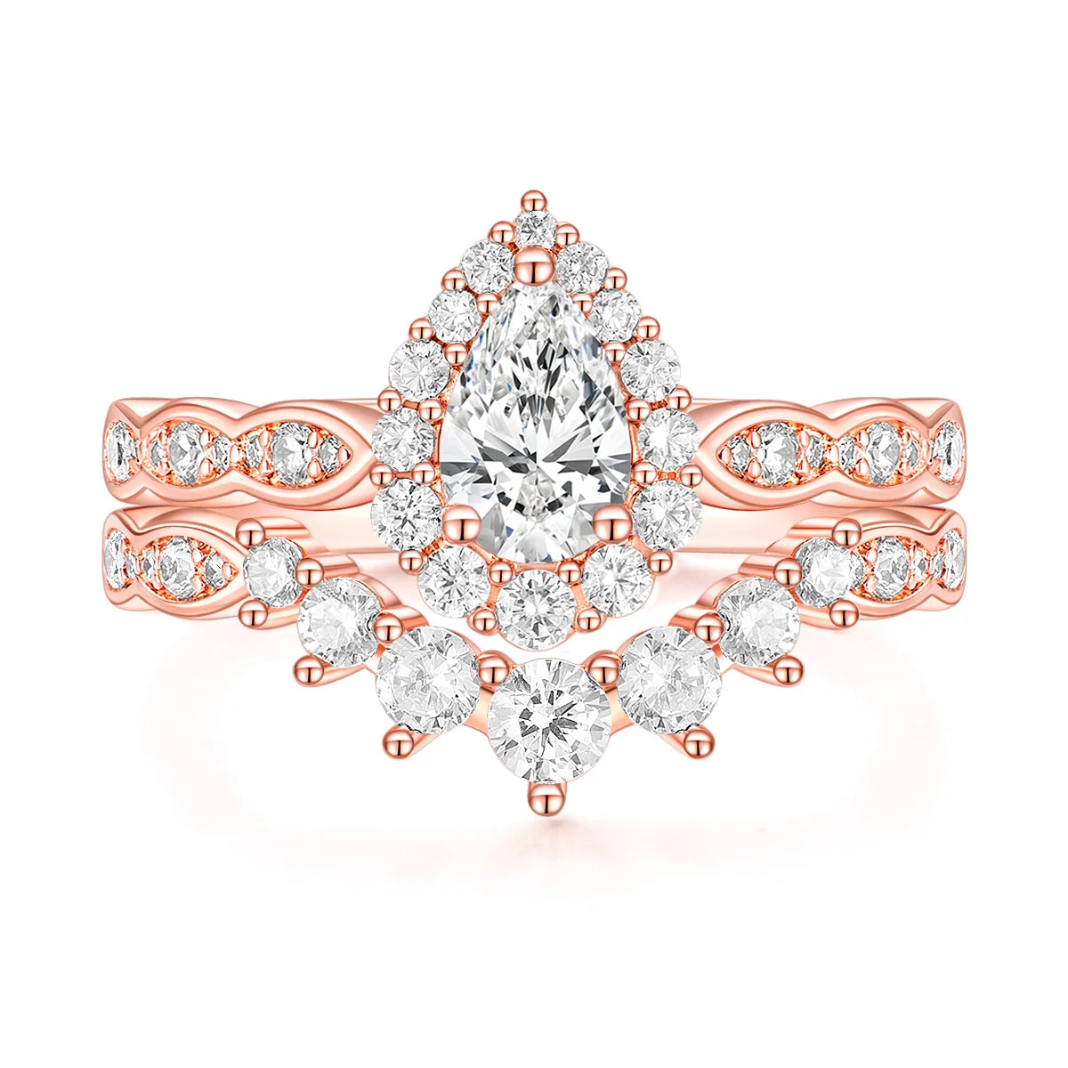 OAHLAN Fashion Jewelry Trendy 1CT Pear Cut Cubic Zirconia Copper Rings for Wedding Engagement Anniversary Party Gift