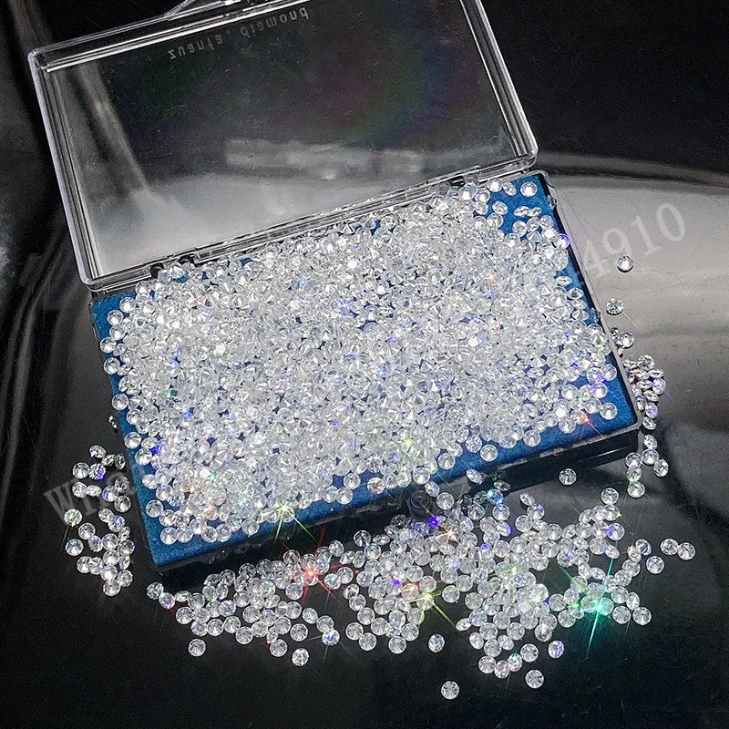 Pass Tester Lab Grown Diamond 1-3mm Pure White VVS Heart and Arrow Round Cut Loose Moissanite Melee Gemstone