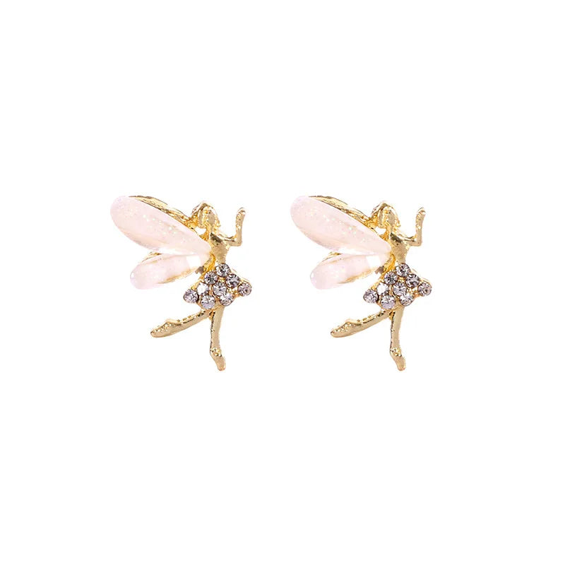 AA016167 Wholesale Crystal Elf Flower Fairy Stud Earrings for Women Exquisite Ear Jewelry Girl Gift Ear Stud