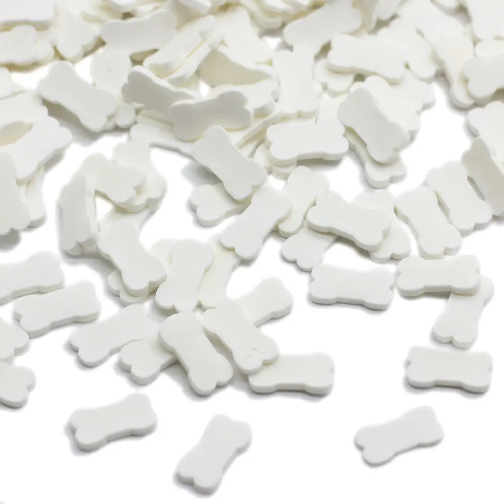Hot Sale White Dog Bone Shape Polymer Clay Slice for Scrapbooking Slime Fillings Nail Art Decoration Jewelry Usage