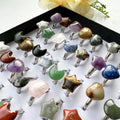 Natural Crystal Ring Healing Stone Star Moon Heart Shape Adjustable Amethyst Quartz Ring