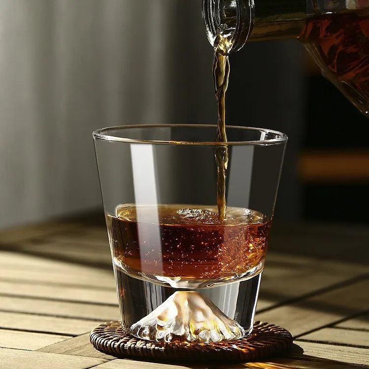 Hxglass Japanese Style Fuji Mountain Rock Glass Custom Whiskey Vodka Martini Glasses With Logo Iceberg Cup Gradient Glass