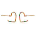 Earings 2022 Women Jewelry Cute Girl Heart Stud Earrings Rainbow Zircon Earrings 18K Gold Plated Design Jewelry