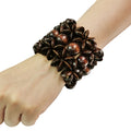 Bohemian Handmade Wooden Bead Bracelets Women Ethnic Elastic Cord Bracelet Bangle Fashion Jewelry Wooden Accessories