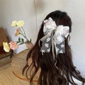 Princess Party Bowknot Hairpin Women Head Ornament Barrette Accessories French Vintage Lace Flower Hair Spring Clip