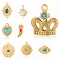 Tarnish Free Jewelry 18k Gold Plated Necklace Crown Hexagram Eye Stone Pendants Necklace Stainless Steel Jewelry