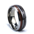 Poay 8mm Tungsten Ring With Purple Lapis Lazuli Deer Antler Wood Inlay
