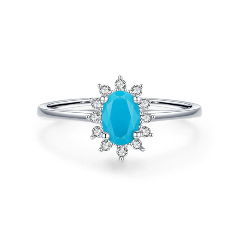 RUNQI RHR994 925 Sterling Silver Zircon Gemstone Ring Bezel Setting Rhodium Plated GDTC Certified Wedding Anniversary Party