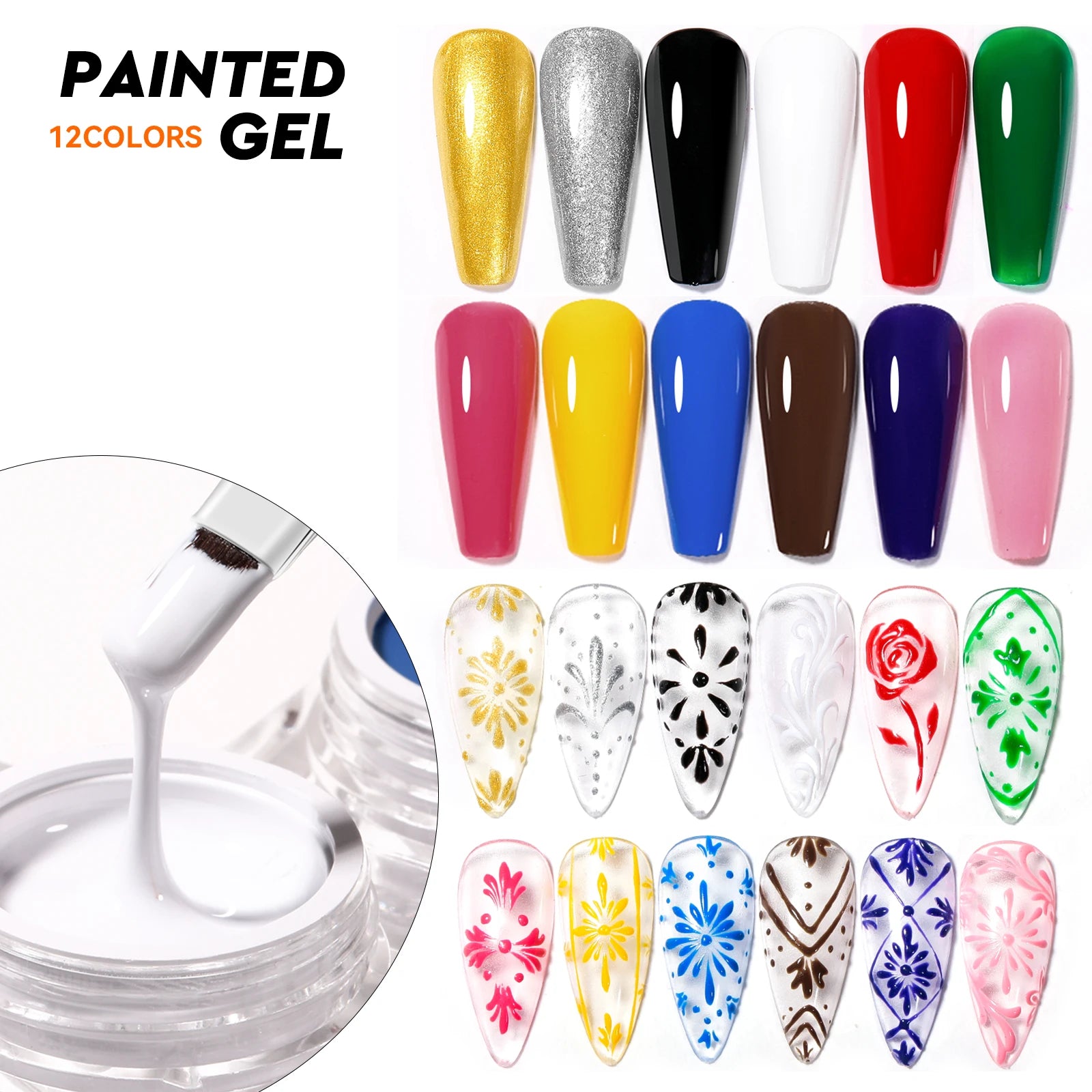 JTING Natural Resin Cruelty Free 12colors Painting Gel Collection Creative Gel Polish Paint OEM Free Samples Private Label
