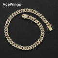 AC016  12mm Hip Hop Alloy Chain Iced Out  Chain Necklace Bling Bling Jewelry