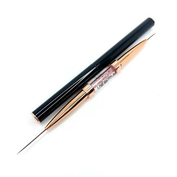 New Synthetic Kolinsky Acrylic Private Label Dual Liner Brush 2 in 1detail Brush Nail Art Set Brush Tool