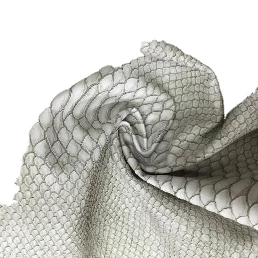 Wholesale Embossed Recycled Materials Snake Skin Artificial Leather for Bags and Shoes