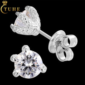 New Design Fine Jewelry Mens 3mm-6mm White Gold 925 Sterling Silver VVS Moissanite Diamond Dragon Claw Stud Earrings